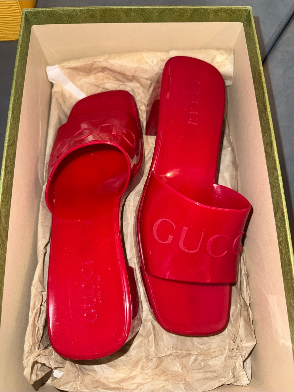 Gucci Glossy Red Slide Sandals